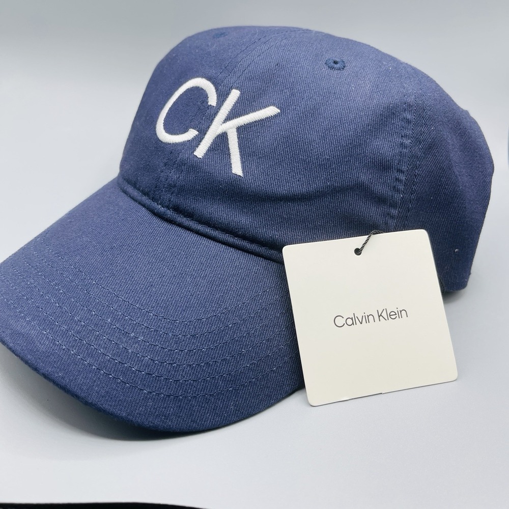 NWT Calvin Klein Classic Cotton Twill Monogram Logo Baseball Cap Navy Hat
